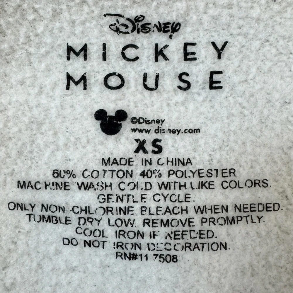 Disney Mickey Mouse Mock Neck Sweatshirt Grey Heather Graphic Pullover XS - Picture 6 of 6